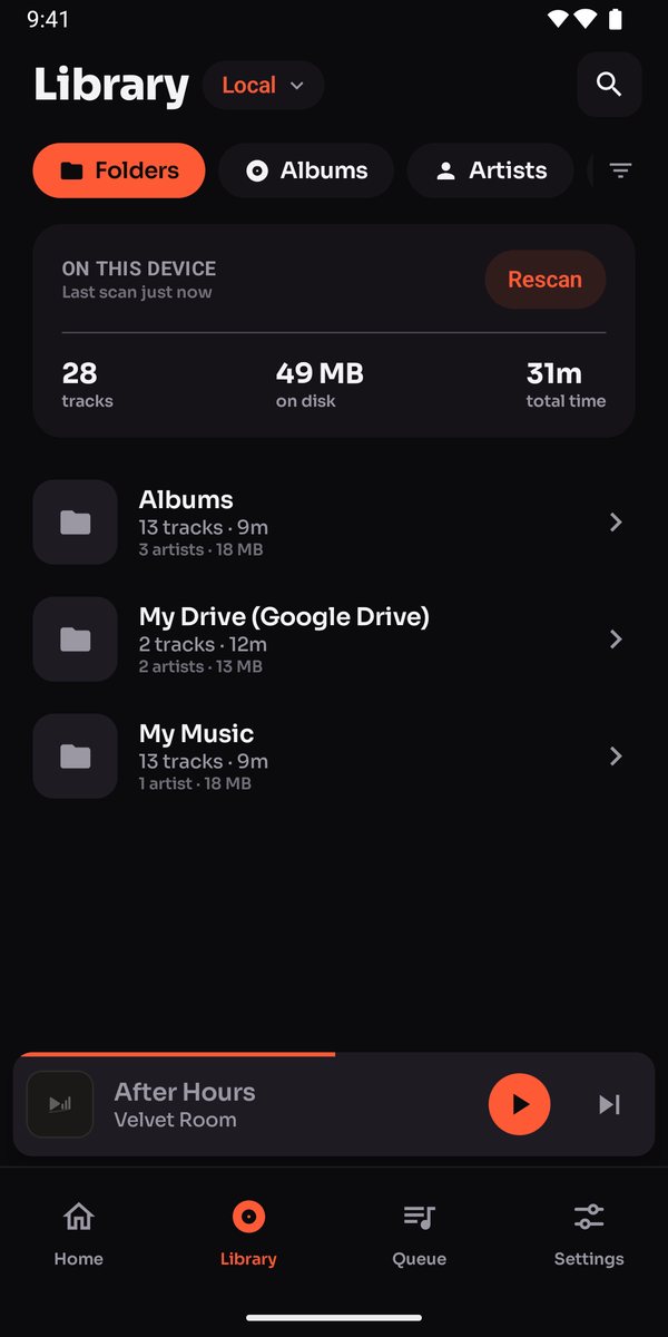 Local folders in Audex